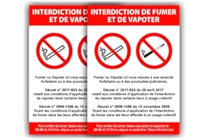 BON'IMPRESSION Interdit de Fumer et de Vapoter - Interdiction de Fumer et de Vapoter - 2 Autocollants 210 x 150 mm (Format A5) en Vinyle imprimé + plastification Anti UV (Interdiction de Fumer et Vapoter)