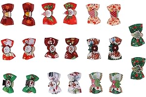 QCWWY Lot de 20 Nœuds de Cheveux de Chien de Noël avec élastiques Solides Mignons Petits Nœuds de Cheveux de Chien pour Animaux de Compagnie Faits à la Main Nœud Papillon Chiot Fille Garçon Yorkie Shih Tzu