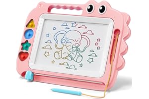 SGILE Juguetes para Niños, Pizarra Magnética Infantil para Aprendizaje Temprano, Cuaderno de Dibujo Borrable en Color, Regalo para Bebés, Niñas y Niños, Pizarra Mágica para Niños de 3 4 5, Rosa