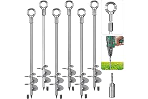 Insaga Tent Peg, 61cm Heavy Duty Ground Anchor Large Metal Earth Stake Spiral Blade Screw in Trampolines Spike for Swing Set/Camping/Shed/Dog/Carport with Fixed Eyelet, 6 Pack