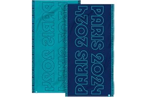 OMYDREAM Paris 2024 Igrzyska Olimpijskie Typos Ręcznik żakardowy, 100% bawełna, Oeko-Tex | 70 x 133 cm | Niebieski