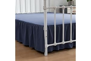 xuan dian Bed Skirt Full Size Ruffled Bed Skirts with Split Corners, 16 Inch Drop Dust Ruffle Bed Skirt with Platform, Blue, Full - 16" Drop