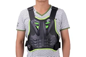 SJAPEX Armure de Moto Dorsale Armure Moto Cross Gilet Veste Protection pare Pierre Equipement Plastron Corps Enfants Adultes Homme VTT Sport Noir Protecteur Dorsal de Poitrine Green,M