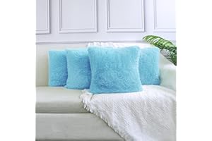 THMYO Sea Soft Lion Velvet Throw Pillow Case Cushion Cover Fashion Home Decorative Pillowcase （4-pack） (Sky blue)