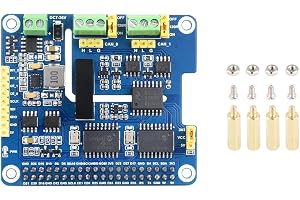 Waveshare 2-Channel Isolated CAN Bus Expansion HAT For Raspberry Pi Motherboards, Dual Chips Solution, Stackable Design for Expanding Multiple CAN Channels