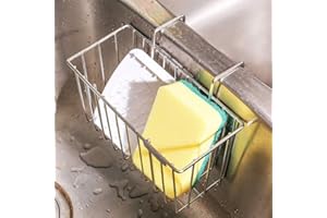 Perfetsell Porta Spugne da Cucina In Acciaio Inox Organizzatore per Lavello Porta Spugnette Cestino Appeso da Rubinetto Vassoio per Lavello Scolapiatti per Spazzola Portaoggetti per Cucina e Bagno