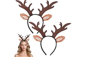 THINP 2 Stk Weihnachts Stirnband,Haarreif Weihnachten Geweih,Weihnachtsbaum Geweih Haarreif,Rentier Geweih Stirnband,Weihnachts Party Haarschmuck Weihnachts Kopfschmuck Damen,für Weihnachten Halloween