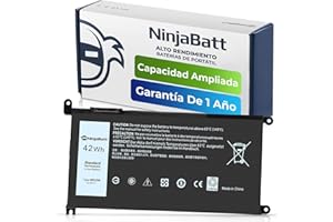 NinjaBatt Batería Compatible con DELL WDX0R P69G Inspiron 13 15 5000 7000 5567 7579 5578 5570 5568 7569 5579 5565 7573 13 7378 5378 7368 5379 5368 7375 17 5767 Y3F7Y - [42Wh/11.4v]