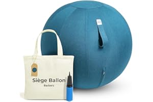 Backerz Siège Ballon - Ballon Ergonomique Bureau & Yoga Chaise Ballon en Taille 55CM 65CM 75CM - Capacité 110kg, Housse en Lin Doux Lavable - pour Une Bonne Posture Ballon pour Le Bureau