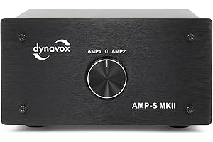 Dynavox AMP-S MK II, Pupitre de sélection ampli/Enceinte, Chassis en métal, Plastron de 4 mm en Aluminium. Amplificateur stéréo, Bornes à Visser et fiches Bananes, Coloris Noir
