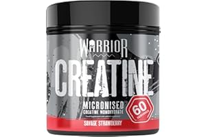 ‎WARRIOR Warrior Kreatin Monohydrat Pulver 300 g (Wilde Erdbeer) – Mikronisiert – muskelaturaufbau, Kraft & Regeneration – Hochwertiges Kreatin Pulver, nicht Kreatin Kapseln – Premium Qualität Marke