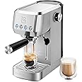 CASABREWS 20 Bar Coffee Machine, Professional Coffee Maker, Cappuccino and Latte Machine with Steam Wand, Compact Espresso Machine with 1.3L Removable Water Tank, Stainless Steel
