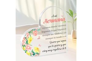 KARYLLENA Regalos Navidad Mujer Regalo Hermana Heart Acrílica Hermana Navidad Regalos para Hermanas Regalos Hermana Regalos Originales para Hermana Regalos para Reyes Amigo Invisible Regalos Originales Hermano
