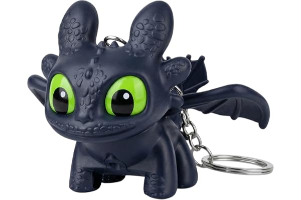 DEVAR Dragon Keychain Toy with LED Light & Moving Wings, Night Fury Glowing Dragon Keychain Mini Fantasy Figure Creature Charm for Car Dashboard, Bike Keys, Backpack Bag Accessory & Kids Gift