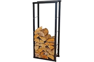 Speedwellstar Firewood Log Rack Store 100x40 cm Storage Large Small Metal Shelf Stand Tall Steel Black Inside & Outside (H 100 x W 40cm)