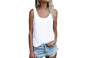 NONSAR Damska koszulka, bez rękawów, na lato, tunika, luźny krój, tank top