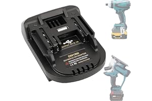 URUN DM18M battery adapter suitable for Mak ita 18V cordless tools for DeWalt 20v MAX lithium batteries or Milwaukee M18 18V lithium batteries - adapter only, with USB connector.