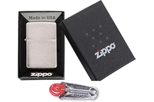 SUNMANDO Zippo Benzinfeuerzeug mit Gravur, Männer zu Weihnachten, Vatertag, Geburtstage. Ideal für Papa und Bruder. (Chrom Brushed, Ohne Gravur)