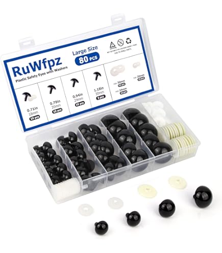 32 Sicherheitsaugen Für Plüschtiere – 22 Mm, 4 Farben (Schwarz, Braun, Gold, Transparent) Mit Unterlegscheiben