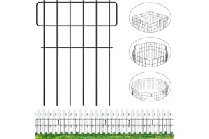 HELHOM Animal Barrier Dog Fence Outdoor - 10 Pack No Dig Fence for Dogs Rabbit Pet Outside Use, Garden Fence Animal Barrier Fence, Metal Fencing Panel, 17 in(H) X 10.83 Ft(L)