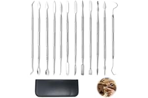 DONOONIS 12 Stück Edelstahl Wachsschnitzer,Modellierwerkzeug,Spatel,Dabbing Tool,Werkzeuge,Wachs-Schnitzwerkzeuge Werkzeuge Ton Modellierwerkzeug Schnitzwerkzeug Skulpturen Modelierwerkzeugset