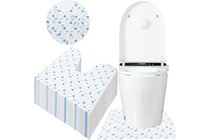 YUMSUR 50 Pcs Disposable Toilet Commode Mat Deodorizing Toilet Mat Waterproof U Shaped Blue Pad for Older Potty Training Pee Incontinence Bathroom Floor Non Slip