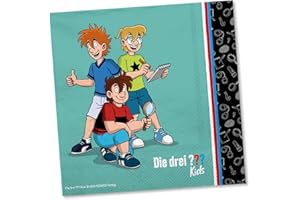 DH-KONZEPT 20 Servietten * DIE DREI ??? KIDS * für Kinderparty und Kindergeburtstag | 3 Fragezeichen Papierservietten Napkins Kinder Detektive Party Set