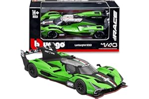 Bburago - Lamborghini SC63 LMDh - Modèle réduit réaliste à l'échelle 1:43, réplique de la Voiture en Fonte avec Licence Officielle Lamborghini, âge recommandé : 14 Ans et Plus