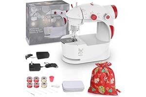 KPCB TECH KPCB Sewing Machine with Sewing Accessories, Christmas DIY Bag Material and Finger Guard - Beginner Sewing Machine for Kids Children