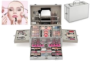 xixibuy Palette maquillage, Cosmetics Professional Trousse de Maquillage, Makeup Gift Set pour les adolescentes de 13 à 15 ans avec Ombres Paupière, Rouge à Lèvre. etc.(102 Couleurs)(Boîte en argent)