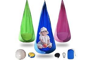 TUSAUW Kids Pod Swing Seat Hammock Chair with Inflatable Pillow Swing Chair for Outdoor and Indoor,Hanging Chair with Inflatable Cushion, Max 176Lbs