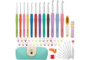 Crochet Hook Set 51 Pieces Crochet Hooks, 12 Sizes Crochet Set for Beginners Adults Children, Crochet Set Knitting Needles with Ergonomic Handle Crochet Accessories Crochet Bag, Crochet Set Knitting