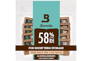 Boveda pour le stockage d'herbes | régulateur d'humidité dans les 2 sens à 58% d'HR | taille 8 pour maximum 30 g de fleurs | empêche la perte des terpènes | 10 sachets