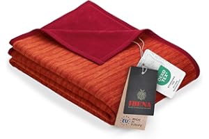 Ibena Fano Kuscheldecke 150x200 cm – Wohndecke rot orange, tolle Wendedecke aus hochwertiger Baumwollmischung, kuschelweich und angenehm warm