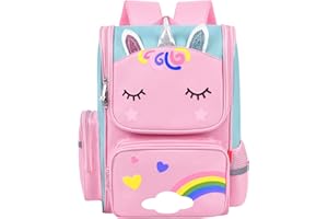 Aucuu Mochila Niña, Mochila Escolar Niña Infantil Escolar, Mochila Unicornio Niña con Espalda Acolchada y Cintas Ajustables, Mochila Infantil de Gran Capacidad, para Primaria, Guardería