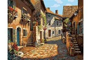 Yeesam Art DIY Malen nach Zahlen für Erwachsene, Anfänger, Kinder, Frankreich, Paris, Eiffelturm, romantische Kirschblüten, 40,6 x 50,8 cm, Leinenleinen, Acryl, Without Frame House