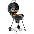 VonHaus Charcoal BBQ 22.5" – Portable Kettle Barbecue with Warming Rack, Temperature Gauge, Storage Shelf, Wheels, Lockable Lid, Removable Ash Cup, Large Cooking Grill – Grill Meat, Fish & Vegetables