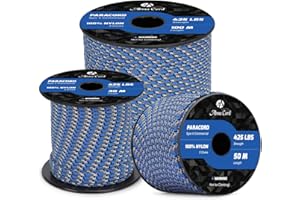 Abma Cord Paracord 3mm Cuerda de 100% Nylon 50m Tipo II Cuerda de Paracaídas 3 Hebras - MAX. 192 kg - Serpiente Azul