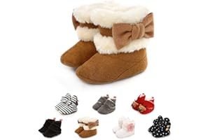 Aisprts Chaussures Bébé, Chausson Bébé Unisexe Fond Souple Antidérapant Nouveau-né Bébé Hiver Bottines Doublure Cosy Fleece Chaude Chaussures Premiers Pas pour Bébé, Chaussure Bebe pour 0-18 Mois