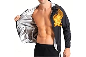 Nano Hertz Sauna Giacca Top Maniche Lunghe Dimagranti Snellente Sudorazione Perdita Peso Sportivi Tuta Sudare Cappuccio tasche Palestra Fitness Uomo