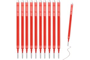 CUIDAKJ 10 Pezzi Mine di Ricambio Aggiornate da 0,7 mm,Ricariche per Penne a Sfera,Inchiostro Cancellabile,Ultra Morbido,Fatta con Plastica Riciclata,per Scuola,Ufficio (Rosso)