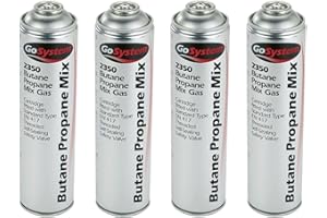 Scotvision® 4 x GoSystem 2350 70:30 Butane Propane Mix Gas Cartridge EN417 Threaded 350g