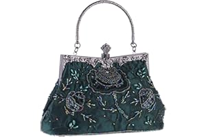 Jywmsc Damen Vintage Floral handgemachte Seed Bead Pailletten Clutch Geldbörse Hochzeit Abendtasche Party Prom Handtasche