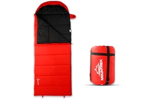 MOUNTREX® Saco de dormir para camping y exteriores, 205 x 75 cm, 3 estaciones, ligero, cálido y suave (1,6 kg), para adultos, mujeres y hombres, acoplable