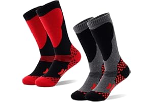 Tofern 2 Paia di Calze da Sci per Bambini con Adorabili Disegni, adatte a Maschietti e Femminucce - Lunghe Fino al Ginocchio