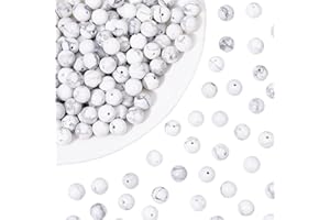 NBEADS 180Pz 8mm Perle di Howlite Naturale, Artigianato Perline Rotonde per La Creazione di Gioielli Fai da Te, Foro: 1 mm
