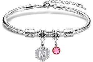 HEYEJET Initial Bracelet Women Gifts 26 Letters Initial Charms Bracelet Silver Bracelet Birthday Christmas Jewellery Gift for Women Teen Girls
