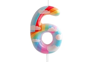 CXRYRZHE 6th Birthday Candles Number 6 Pink Rainbow Birthday Party Cloud Rainbow Theme Adorable Design for Baby Girl Boy Birthday Cake Topper, Graduation Celebration Anniversary Wedding Decorations