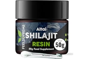 Feel Supreme - Natural Black Altai Shilajit Resin - 100% Pure Shilajit, Additive Free, 80 Trace Minerals Including Magnesium, Fulvic Acid, and Zinc Ethically Sourced, Shilajit for Men and Women - 50g