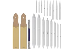 ISIYINER Difuminador para Dibujo, Difuminadores de Papel Lapices de Dibujo y Difuminos de Papel Set de Tortillon con Sacapuntas de Lápiz de Papel de Lija para Dibujar Bocetos 20 Piezas